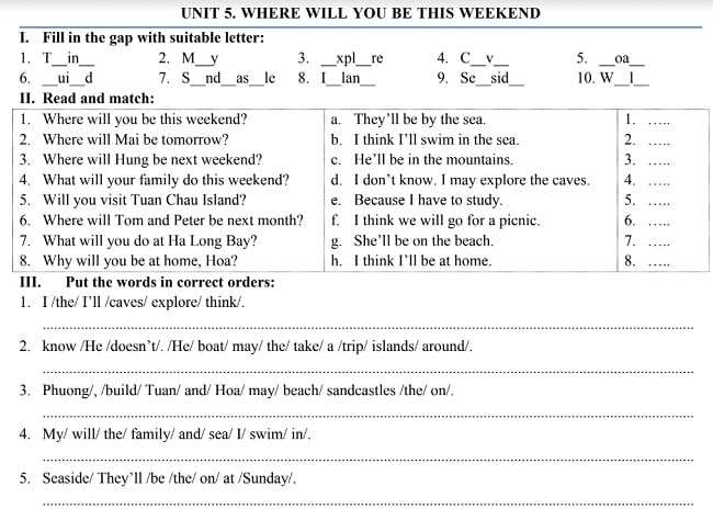 Nội dung chính của sách bài tập tiếng Anh lớp 5 PDF theo từng unit