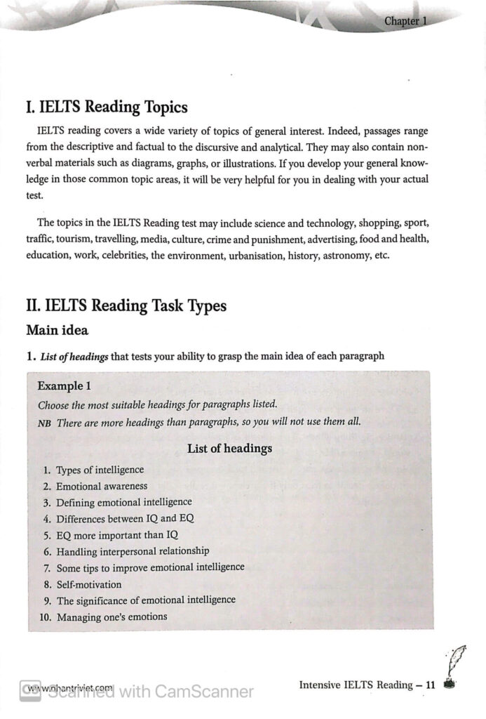 Bài tập trong sách Intensive IELTS Reading PDF