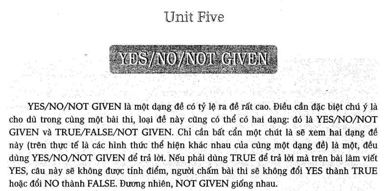 Dịch tiếng Việt chương 5: Yes/ No/ Not Given