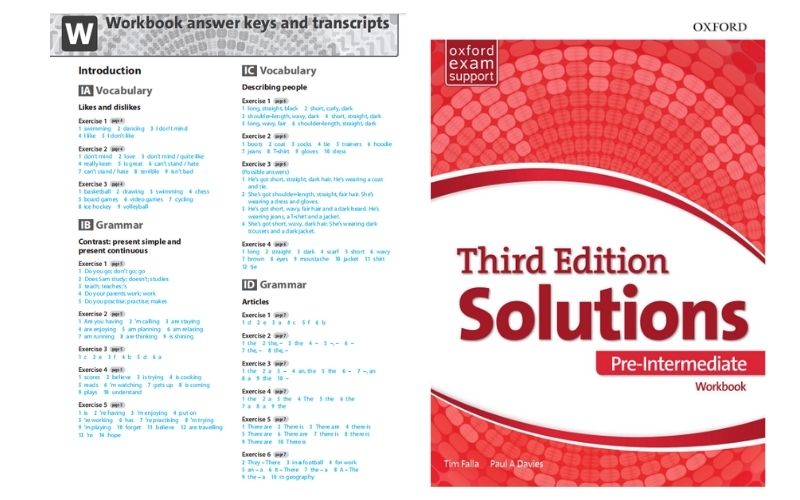 Giới thiệu sách Third Edition Solutions Pre Intermediate Workbook Answers
